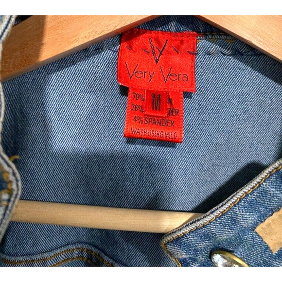 Very Vera - rhinestone embellished denim jacket women's size Medium - Picture 5 of 6